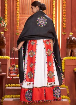 White Art Silk Embroidery With Mirror Work Chaniya Choli Festive Wear -C Bazaar Shop white art silk embroidery with mirror work chaniya choli ghska46587013 b