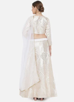 White Art Silk Gota A Line Lehenga Festive Wear 7 White Art Silk Gota A Line Lehenga Festive Wear -C Bazaar Shop white art silk gota a line lehenga ghsrk169283 b