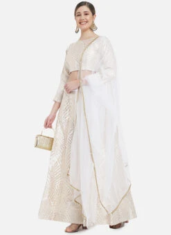 White Art Silk Gota A Line Lehenga Festive Wear 6 White Art Silk Gota A Line Lehenga Festive Wear -C Bazaar Shop white art silk gota a line lehenga ghsrk169283 u