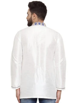 White Art Silk Kurta -C Bazaar Shop white art silk kurta mmmdmf592 b