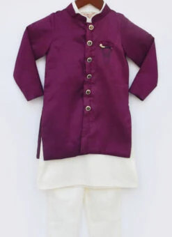 White Art Silk Soild Plain Bandi Set Party Wear