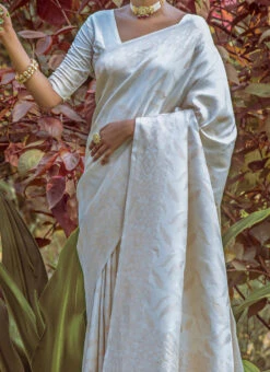 White Art Silk Zari Saree Festive Wear