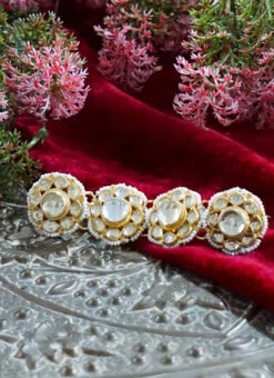 White Brass Kundan Hand Ring Party Wear -C Bazaar Shop white brass kundan hand ring hjrddrj114413h b