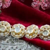 White Brass Kundan Hand Ring Party Wear