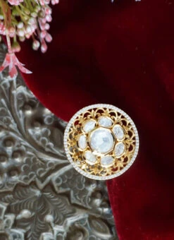 White Brass Kundan Ring Party Wear -C Bazaar Shop white brass kundan ring hjrddrj9559h b