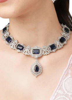 White Color Brass Party Wear Necklace Party Wear 5 White Color Brass Party Wear Necklace Party Wear -C Bazaar Shop white color brass party wear necklace jymmae44 b