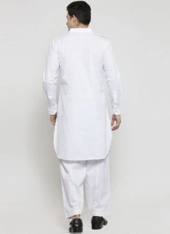 White Cotton Pathani Set Party Wear -C Bazaar Shop white cotton pathani set kpdmf969ck b