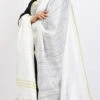 White Cotton Slub Weaving Work Dupatta Work Wear