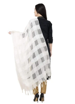 White Cotton Weaving Work Dupatta Work Wear -C Bazaar Shop white cotton weaving work dupatta dpdmimfd098 b