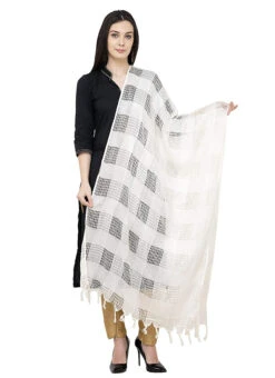 White Cotton Weaving Work Dupatta Work Wear -C Bazaar Shop white cotton weaving work dupatta dpdmimfd098 u