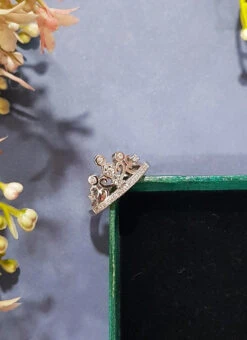 White Crown Silver Brass Ring Party Wear -C Bazaar Shop white crown silver brass ring hjrddrj11567h b