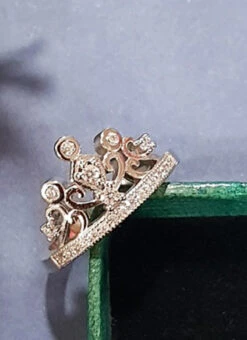 White Crown Silver Brass Ring Party Wear