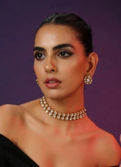 White Designer Choker Set Party Wear -C Bazaar Shop white designer choker set jydmf1885 b