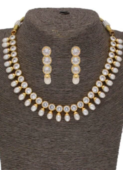 White Designer Necklace Set Party Wear 5 White Designer Necklace Set Party Wear -C Bazaar Shop white designer necklace set jyhjpau21208 b