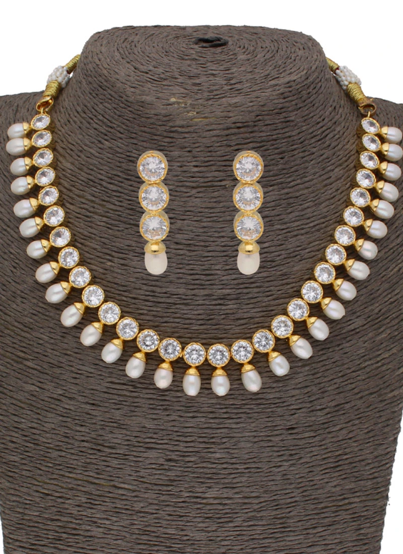 White Designer Necklace Set Party Wear 3 White Designer Necklace Set Party Wear - Image 3