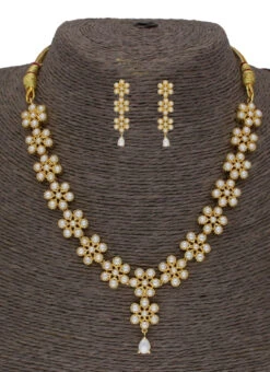 White Designer Necklae Set Party Wear -C Bazaar Shop white designer necklae set jyhjpfeb2238 b