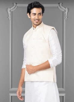 White Diamond Silk Nehru Jacket -C Bazaar Shop white diamond silk nehru jacket jmkkvs488 b