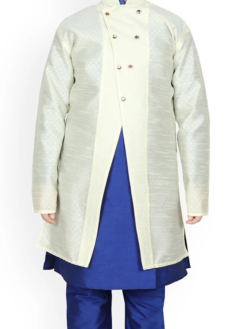 White Dupion Silk Boys Kurta Pyjama Festive Wear 1 White Dupion Silk Boys Kurta Pyjama Festive Wear