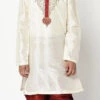 White Dupion Silk Embroidered Kurta Pyjama Party Wear