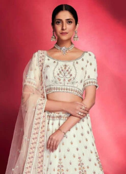 White Georgette A Line Lehenga Wedding Wear 7 White Georgette A Line Lehenga Wedding Wear -C Bazaar Shop white georgette a line lehenga ghska463972002 b