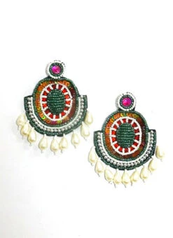 White Green Fashion Danglers Party Wear -C Bazaar Shop white green fashion danglers erddrj10003h b