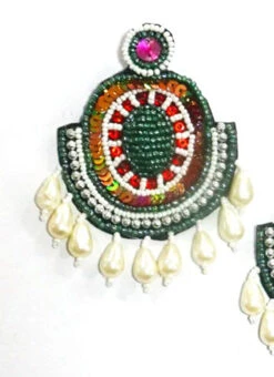 White Green Fashion Danglers Party Wear
