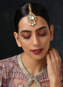 White Kundan Designer Mangtikka Party Wear -C Bazaar Shop white kundan designer mangtikka hejdmf1921 b