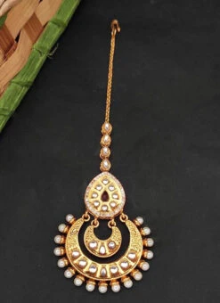 White Kundan Maang Tikka Party Wear -C Bazaar Shop white kundan maang tikka hemjs1149ru b