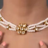 White Kundan N Beads Choker Set Party Wear