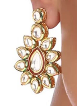 White Kundan Necklace Set With Earrings Party Wear