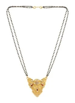 White N Black Antique Gold Plated Heart Shape Mangalsutra Wedding Wear -C Bazaar Shop white n black antique gold plated heart shape mangalsutra jynejmpf8069 b