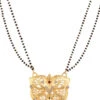 White N Black Antique Gold Plated Leaf Shape Mangalsutra Wedding Wear