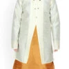 White N Gold Dupion Silk Boys Kurta Pyjama Festive Wear