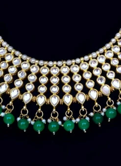 White N Green Necklace Set Wedding Wear