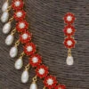 White N Maroon Designer Necklace Set Party Wear