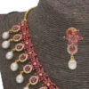 White N Pink Designer Necklae Set Party Wear