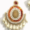 White Orange Fashion Danglers Party Wear