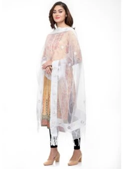 White Organza Cotton Gota Patti Work Dupatta Festive Wear -C Bazaar Shop white organza cotton gota patti work dupatta dpdmfmfd034 u