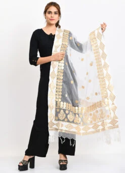 White Organza Cotton Gota Work Dupatta Work Wear -C Bazaar Shop white organza cotton gota work dupatta dpdmimfd104 u