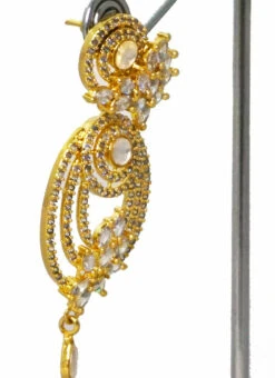 White Oval Drop Dangler Party Wear