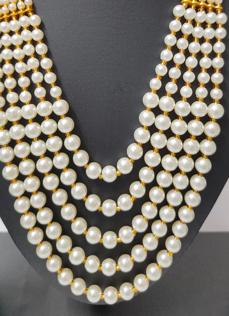 White Pearls Long Necklace Party Wear 1 White Pearls Long Necklace Party Wear