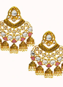 White Pink Designer Dangler Party Wear -C Bazaar Shop white pink designer dangler erddrj92628h b