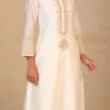White Pure Chanderi Silk Embroidered Kurta Semi Palazzo Set Party Wear