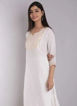 White Rayon Kurta Palazzo Set Work Wear -C Bazaar Shop white rayon kurta palazzo set krsdmf1054tbwh b