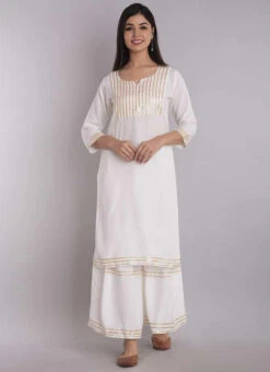 White Rayon Kurta Palazzo Set Work Wear -C Bazaar Shop white rayon kurta palazzo set krsdmf1054tbwh u