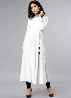 White Rayon Kurta Straight Pant Set Work Wear -C Bazaar Shop white rayon kurta straight pant set krsdmfn309a u