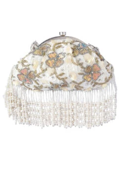 White Silk Designer Clutch -C Bazaar Shop white silk designer clutch hbdacs471 b