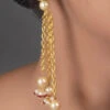 White Stud With Hanging Earrings Party Wear