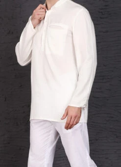 White Viscose Cotton Kurta