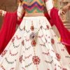 White Viscose Rayon Kutch And Mirror Work Chaniya Choli Festive Wear